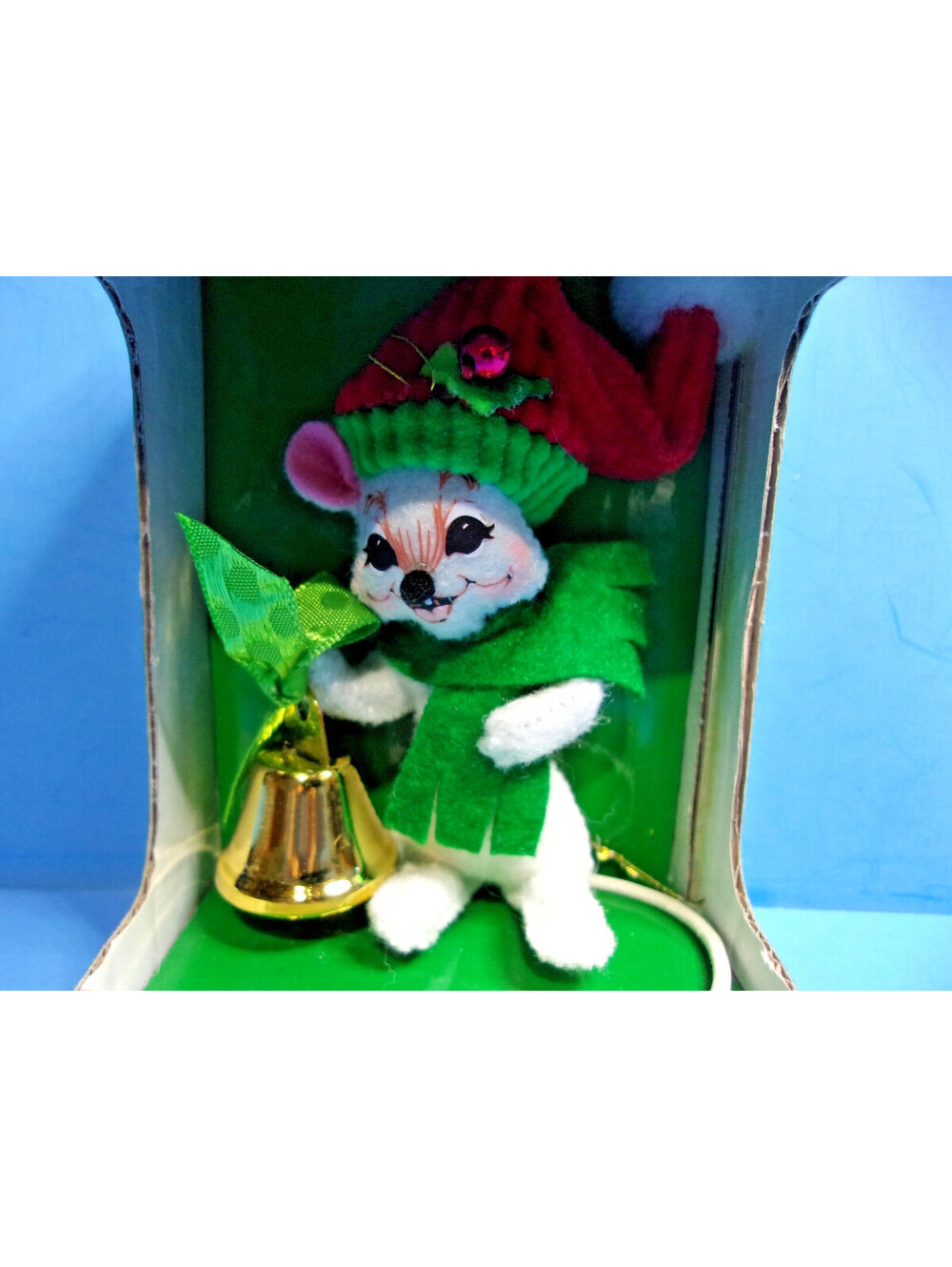 Annalee Bell Ringer White Mouse Christmas Ornament 2011 New in Box 3.5" Tall NOS
